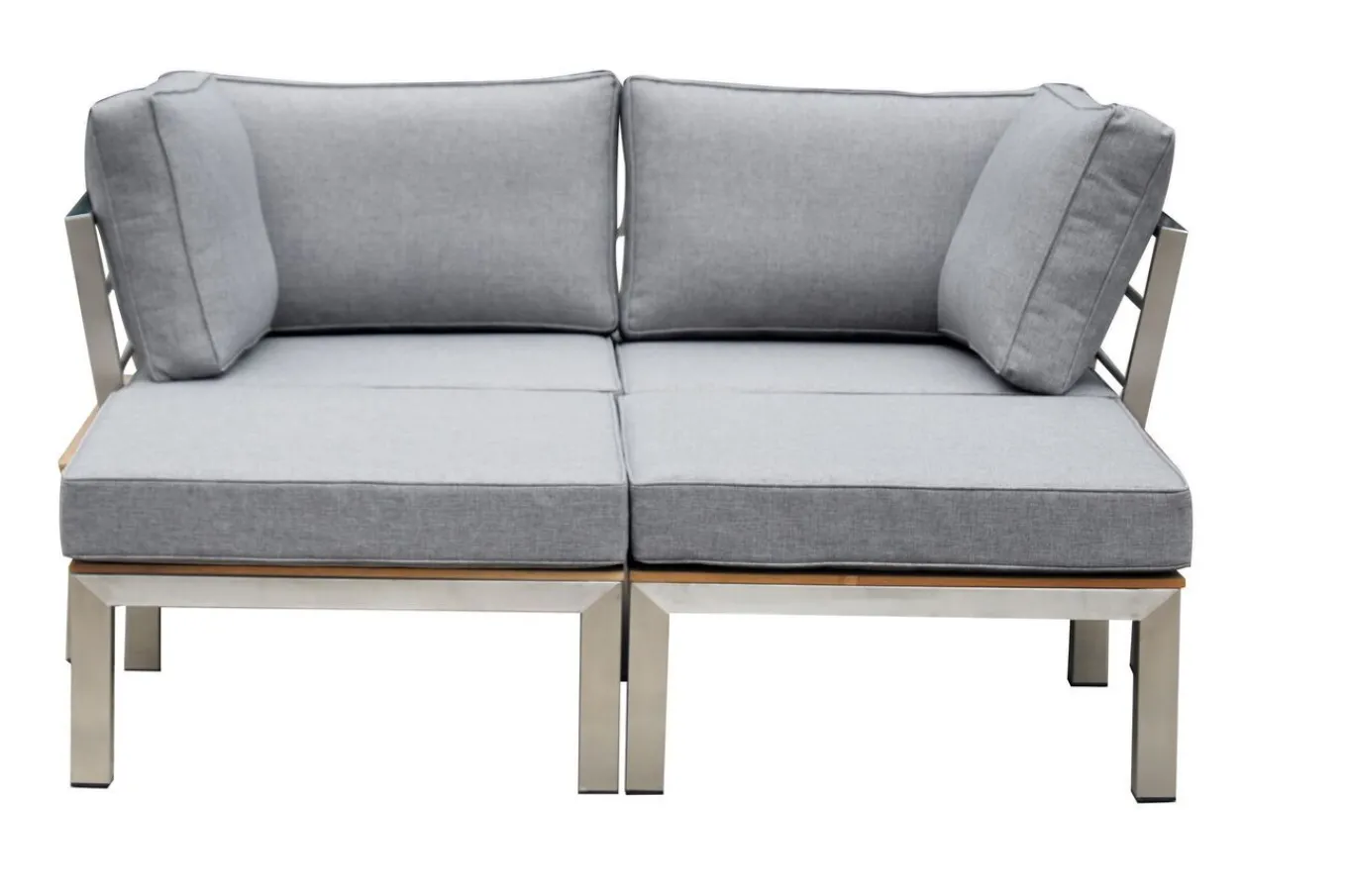 Hot Gartenlounge, silber/grau, Edelstahl/Teakholz/Textil, für 2 Personen, Liegefunktion, FSC®-zertifiziertes Produkt Gartenlounge|Edelstahl-Gartenmöbel