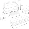 Hot Gartenlounge 5-teilig, schwarz/grau, Aluminium, pflegeleicht, mit Reißverschluss, UV-beständig, wasserabweisend Gartenlounge