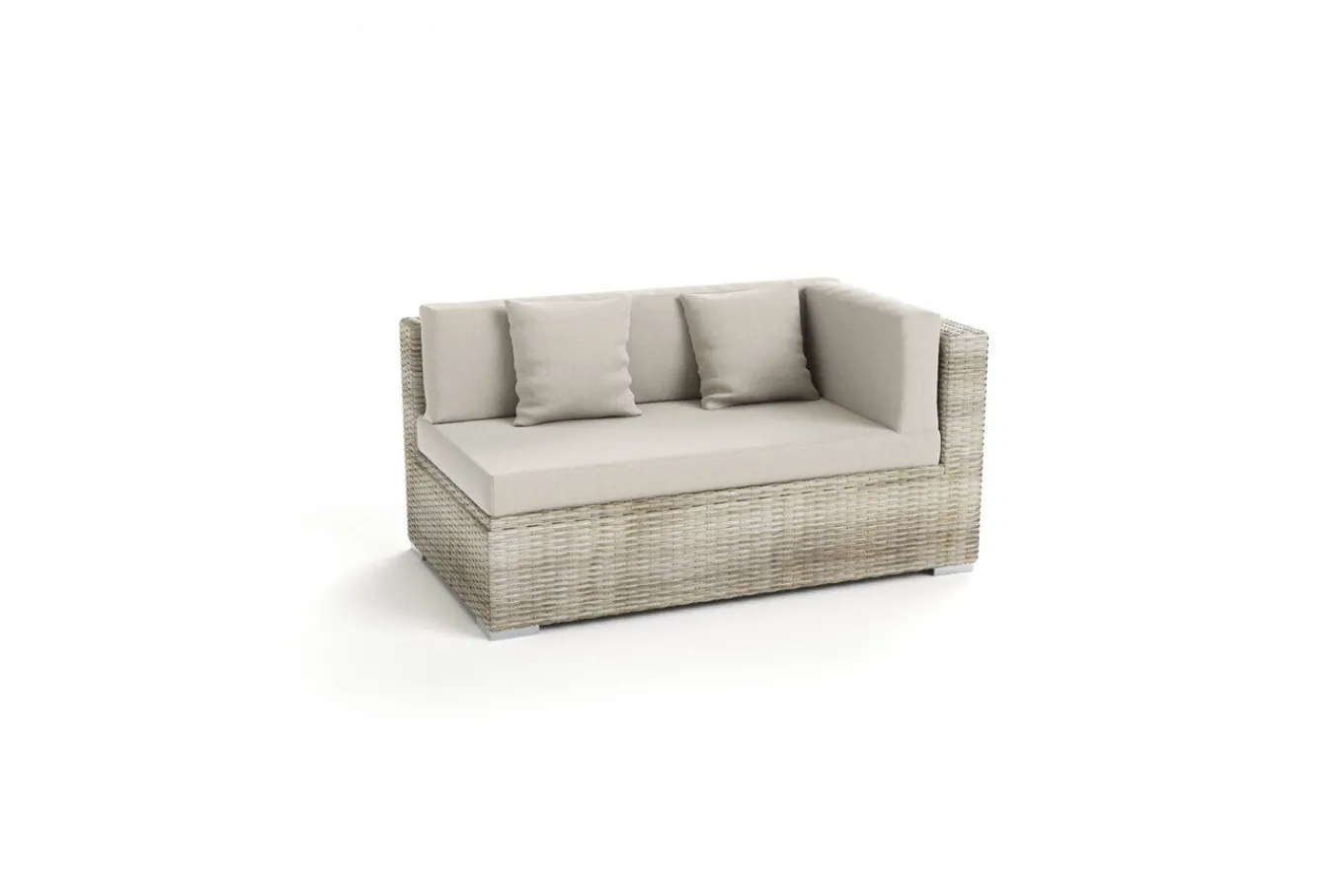 Discount Gartensofa 2-Sitzer, Armlehme links, desert-beige, Aluminium/Polyrattan/Polyester, mit Kissenboxfunktion Polyrattan-Gartenmöbel|Gartenbänke & Gartensofas