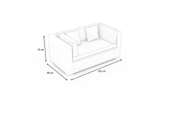 Discount Gartensofa, 2-Sitzer, desert-beige, Polyrattan, 151x84x70 cm, waschbar, mit Kissenboxfunktion Polyrattan-Gartenmöbel|Gartenbänke & Gartensofas