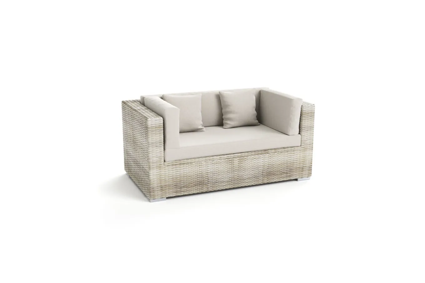 Discount Gartensofa, 2-Sitzer, desert-beige, Polyrattan, 151x84x70 cm, waschbar, mit Kissenboxfunktion Polyrattan-Gartenmöbel|Gartenbänke & Gartensofas