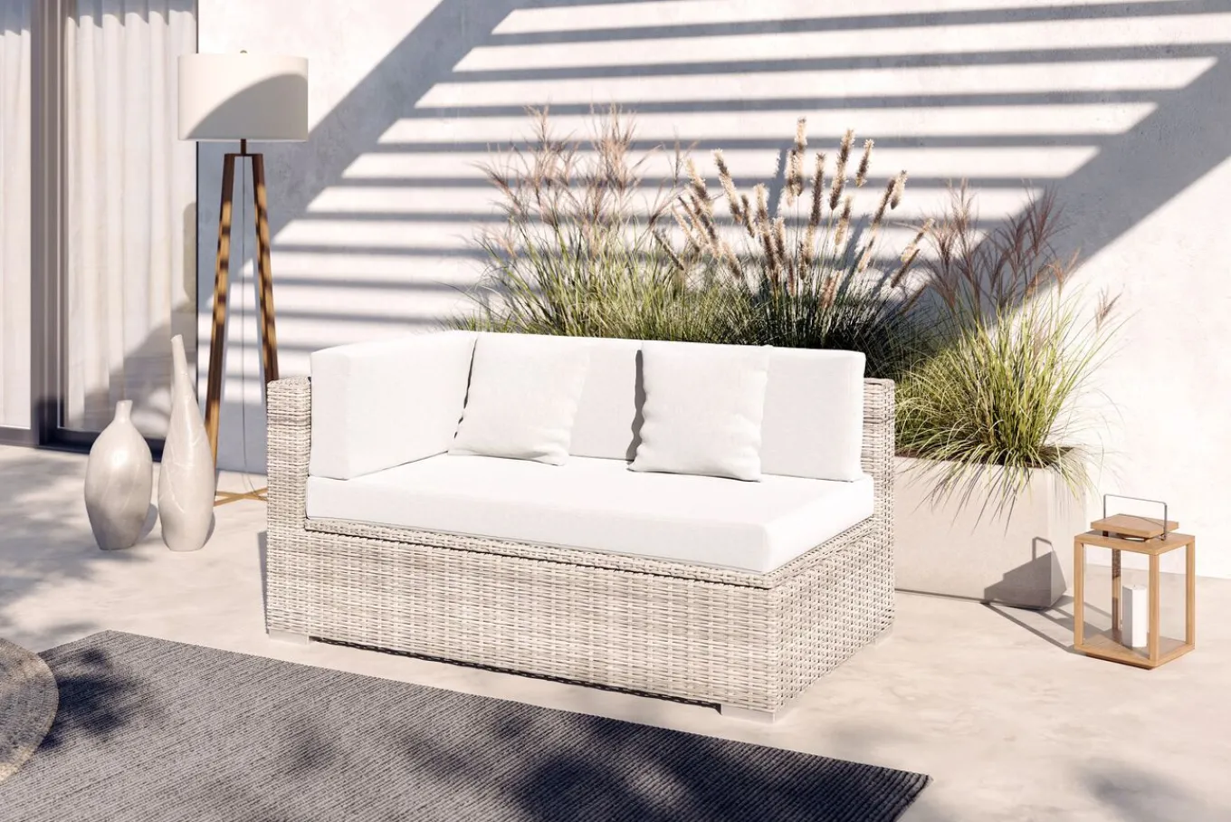 New Gartensofa, 2-Sitzer, desert-beige, Polyrattan, 2 Personen, mit abnehmbarem Bezug, mit Kissenboxfunktion Polyrattan-Gartenmöbel|Gartenbänke & Gartensofas