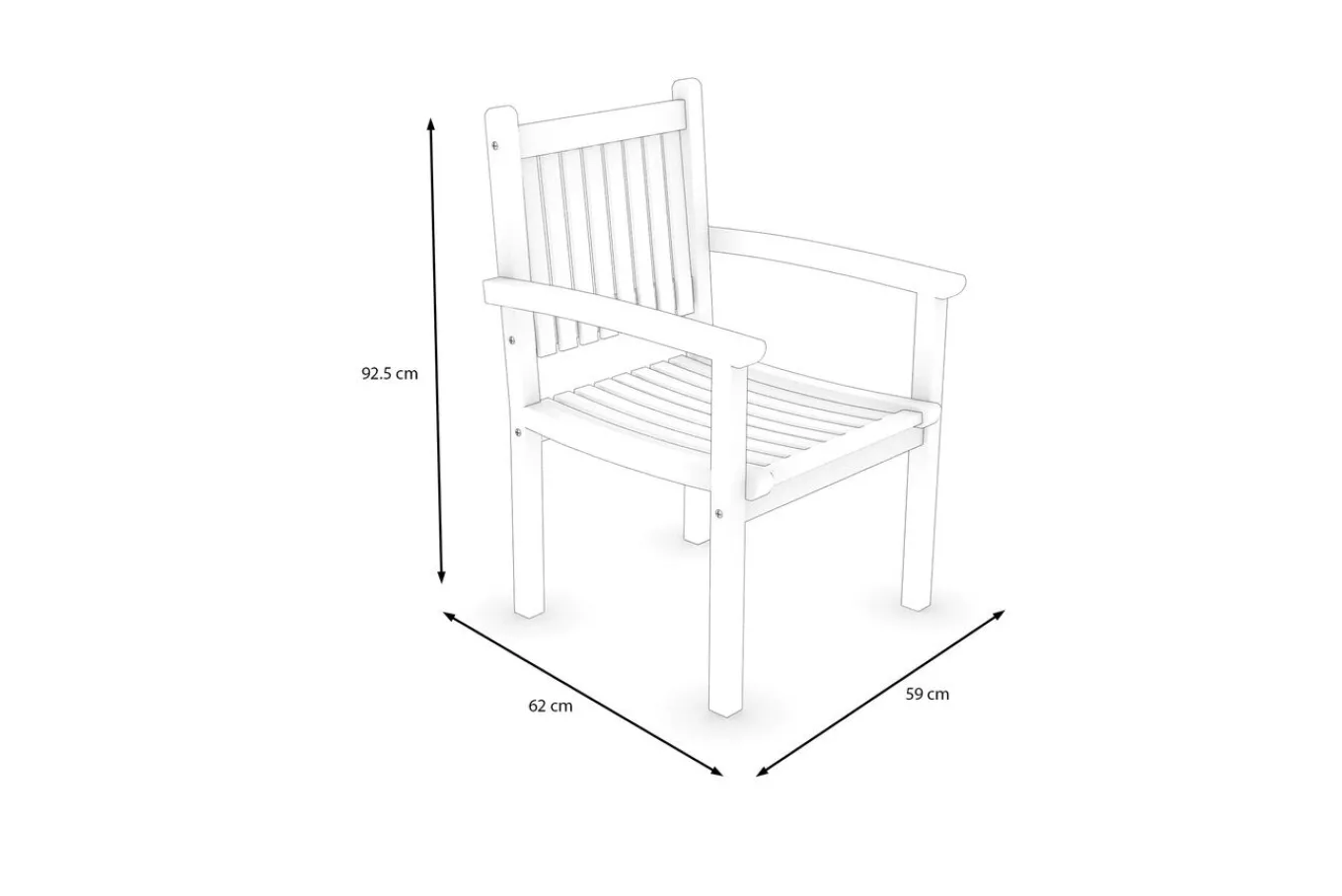 Online Gartenstuhl, natur, Akazie, 59 x 62 x 92,5 cm, mit Armlehnen, FSC®-zertifiziertes Produkt Gartenstühle & Gartensessel