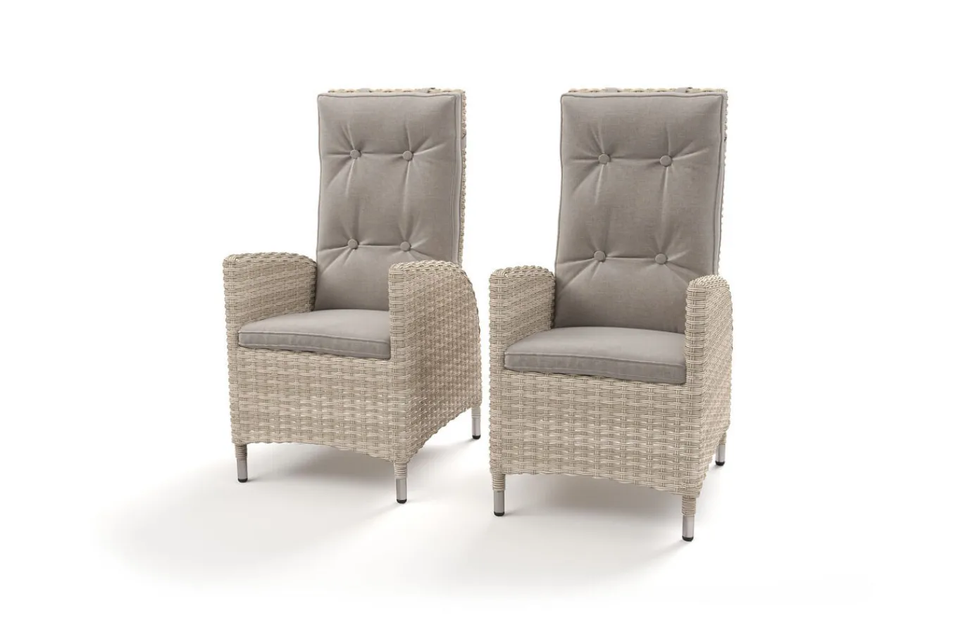 Outlet Gartenstuhl-Set, beige/anthrazit, Aluminium/Polyrattan, 55 x 65 x 112 cm, mit verstellbarer Rückenlehne Aluminium-Gartenmöbel|Gartenstühle & Gartensessel