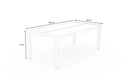 Outlet Gartentisch, graphite, Edelstahl/Glaskeramik, 200x100 cm, witterungsbeständig, kratzfest, hohe Belastbarkeit Gartentische|Edelstahl-Gartenmöbel