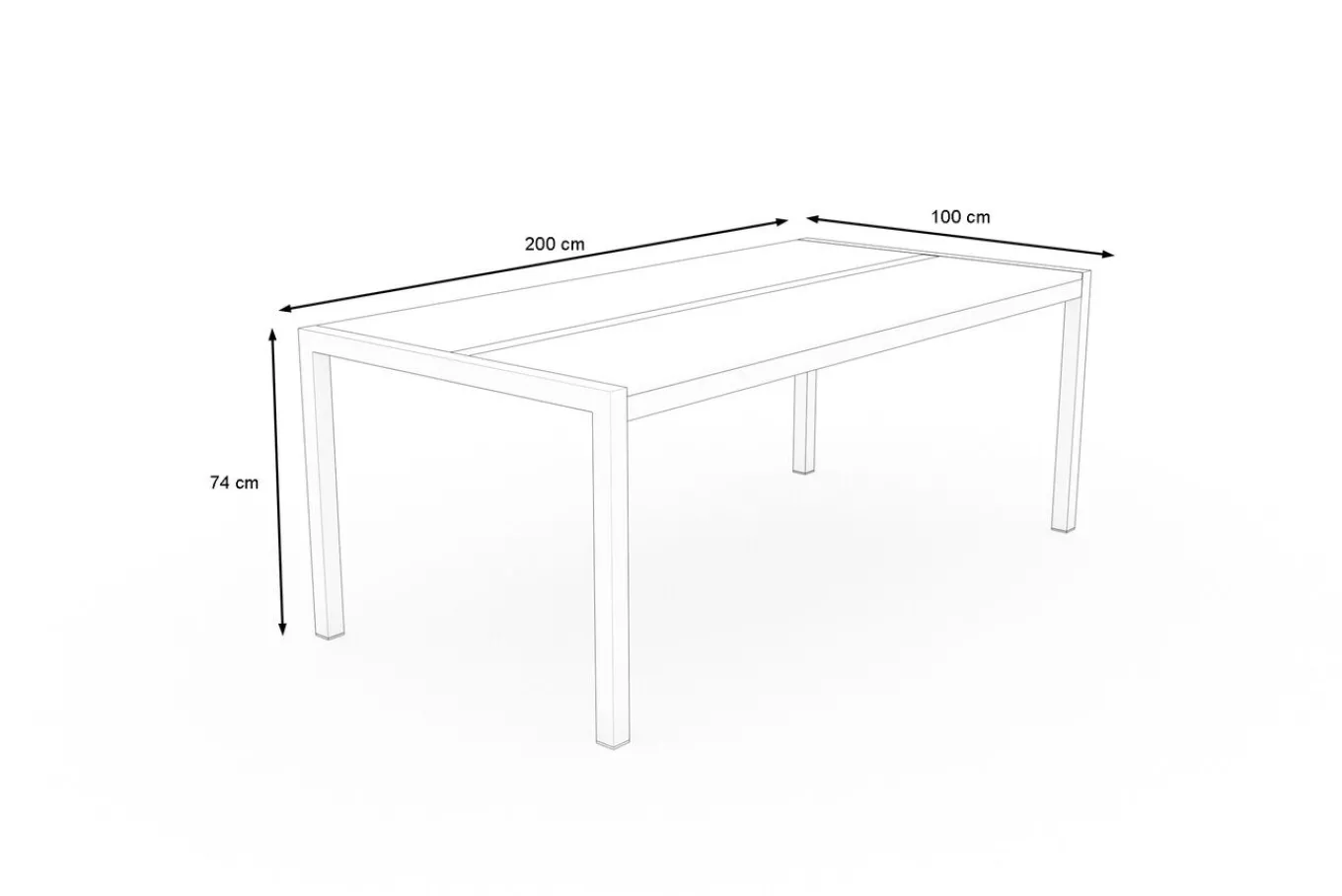 Outlet Gartentisch, graphite, Edelstahl/Glaskeramik, 200x100 cm, witterungsbeständig, kratzfest, hohe Belastbarkeit Gartentische|Edelstahl-Gartenmöbel