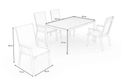 Outlet Glasgow Garten-Essgruppe für 4 Personen, anthrazit matt/natur, Alu/Edelstahl, stapelbar, pulverbeschichtet, hohe Belastbarkeit Garten-Essgruppen|Aluminium-Gartenmöbel