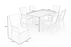 Sale Glasgow Garten-Essgruppe, 6 Personen, 150cm, Alu/Holzimitat Garten-Essgruppen|Aluminium-Gartenmöbel