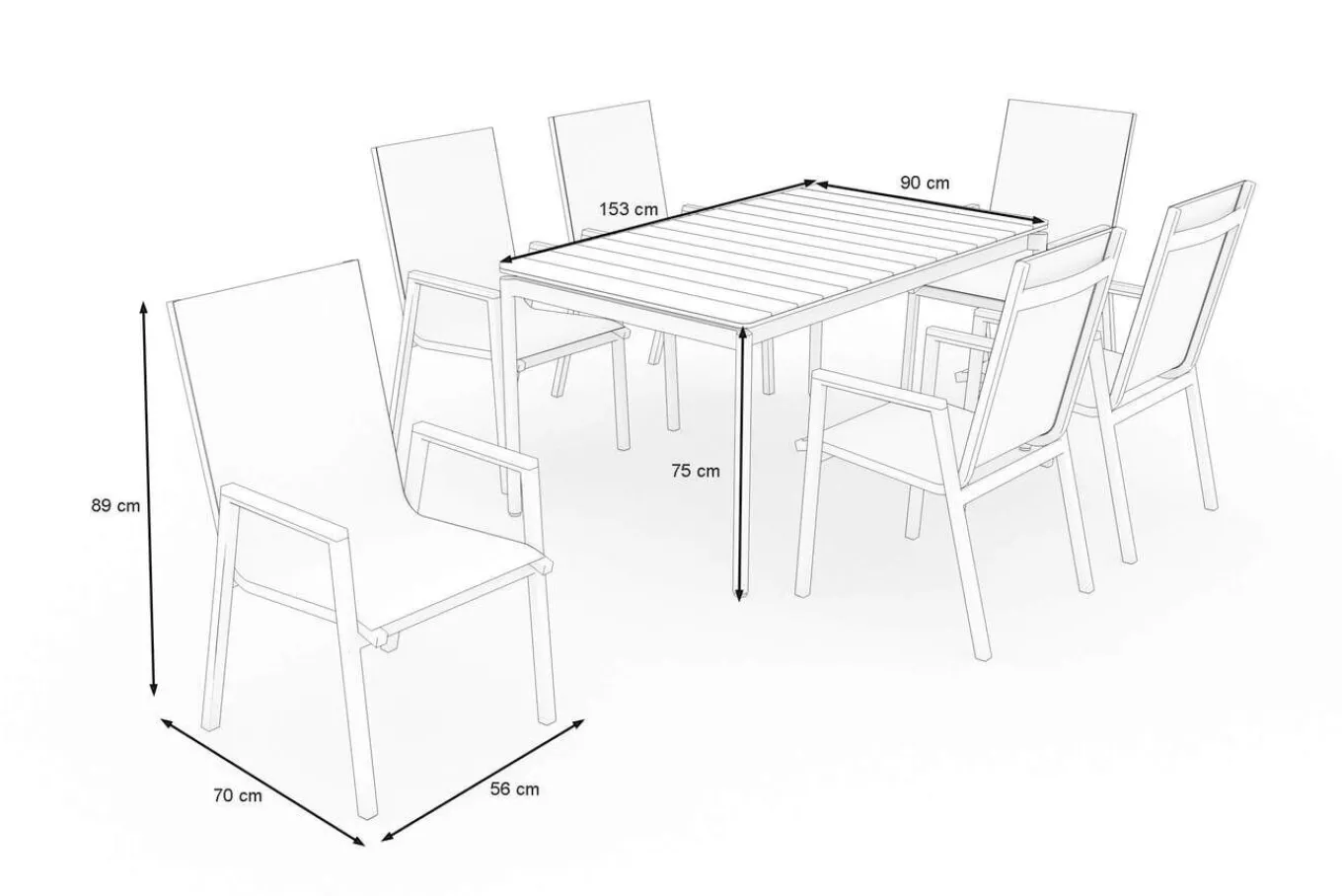 Sale Glasgow Garten-Essgruppe, 6 Personen, 150cm, Alu/Holzimitat Garten-Essgruppen|Aluminium-Gartenmöbel