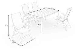 Online Glasgow Garten-Essgruppe für 4 Personen, anthrazit matt/natur, Alu/Edelstahl, klappbar, pulverbeschichtet Garten-Essgruppen|Aluminium-Gartenmöbel