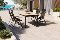 Online Glasgow Garten-Essgruppe für 4 Personen, anthrazit matt/natur, Alu/Edelstahl, klappbar, pulverbeschichtet Garten-Essgruppen|Aluminium-Gartenmöbel