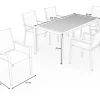 Sale Glasgow Garten-Essgruppe mit 6 Sesseln, schwarz/natur, Edelstahl/Textilene, Esstisch 200 x 90 cm, stapelbare Sessel, FSC®-zertifiziertes Produkt Garten-Essgruppen|Aluminium-Gartenmöbel