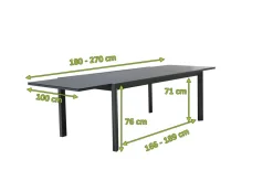 Hot Grawford Gartentisch, ausziehbar 180-270cm, Glaskeramik anthrazit, Aluminium Gartentische|Aluminium-Gartenmöbel