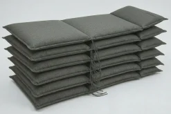 Online Green 6er-Set Sitzkissen für Hochlehner, anthrazit, recyceltes Polyester, hautsympathisch, mit Rückengurt und Bindekordeln Hochlehner-Auflagen