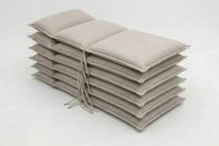 Online Green 6er-Set Sitzkissen für Niederlehner, nature, recyceltes Polyester, hautsympathisch, mit Rückengurt und Bindekordeln Niedriglehner-Auflagen