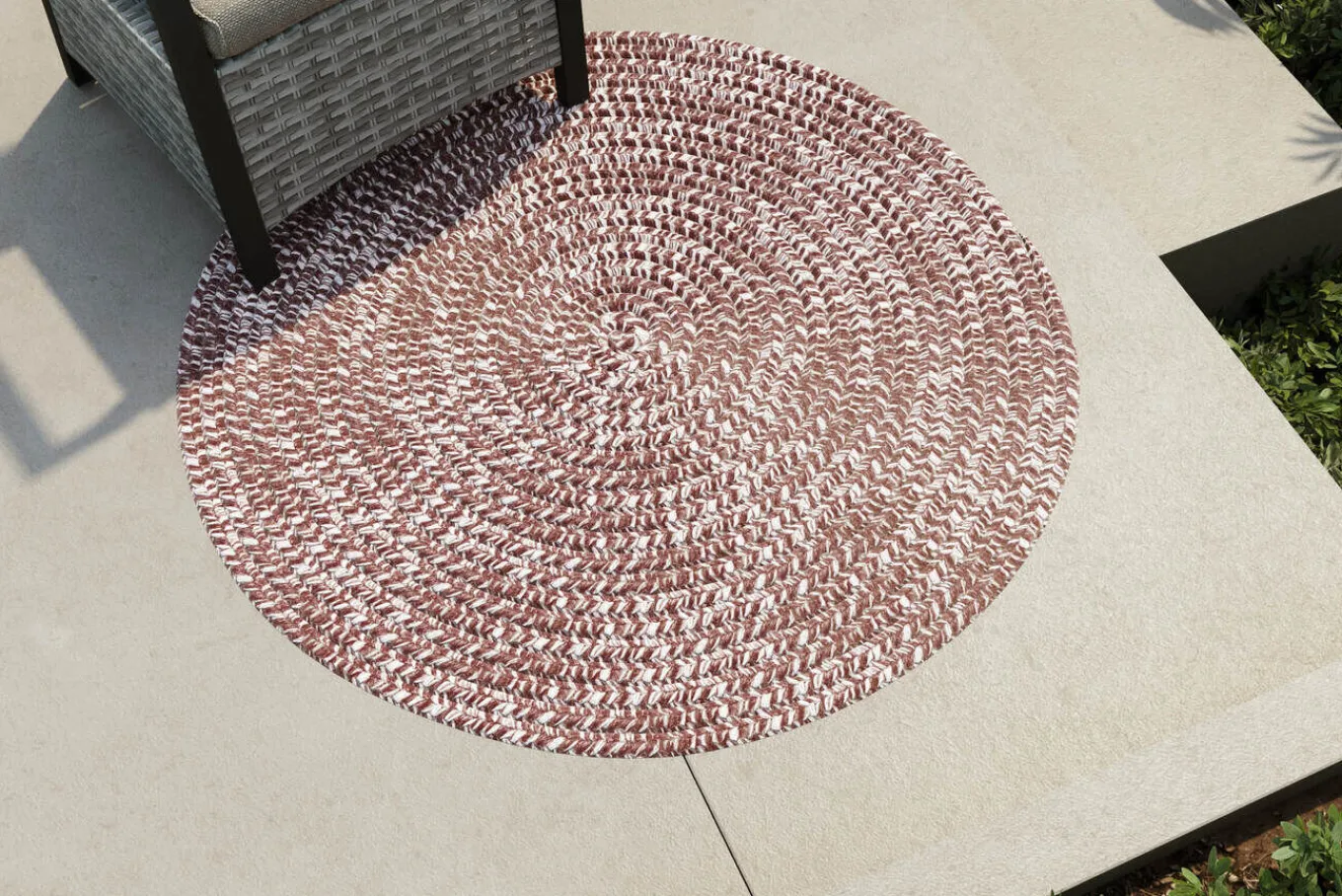Hot Harmony Outdoor Teppich, Andorra White, recyceltes PET-Garn, Ø 120 cm, für Innen- und Außenbereiche geeignet Outdoor Teppiche