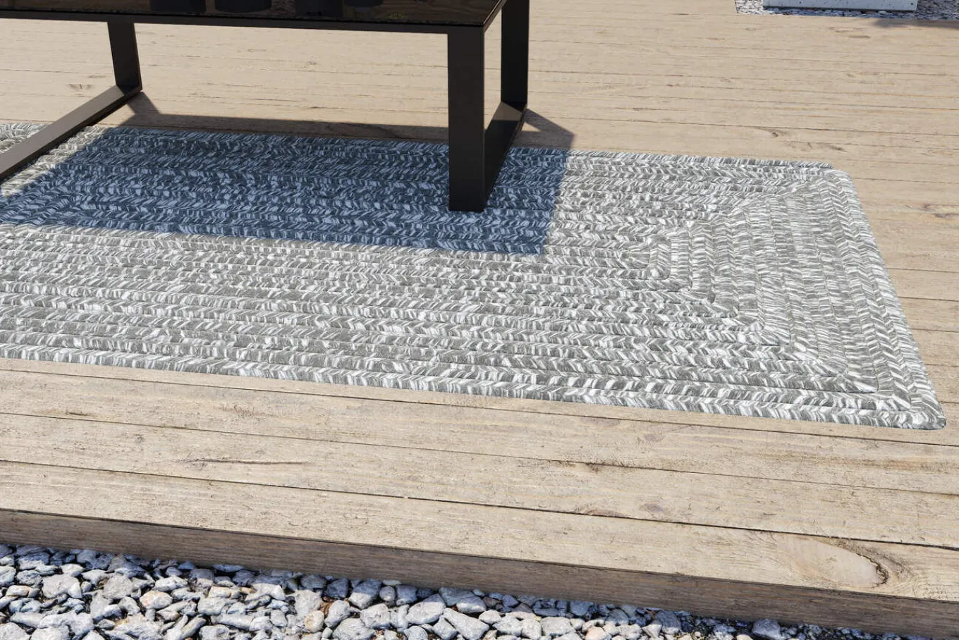 Hot Harmony Outdoor Teppich, Aluminium-White, recyceltes PET-Garn, 90 x 160 cm, für Innen- und Außenbereich Outdoor Teppiche