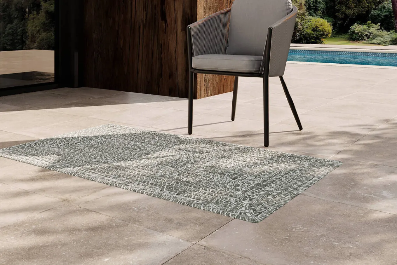 Hot Harmony Outdoor Teppich, Aluminium-White, recyceltes PET-Garn, 90 x 160 cm, für Innen- und Außenbereich Outdoor Teppiche