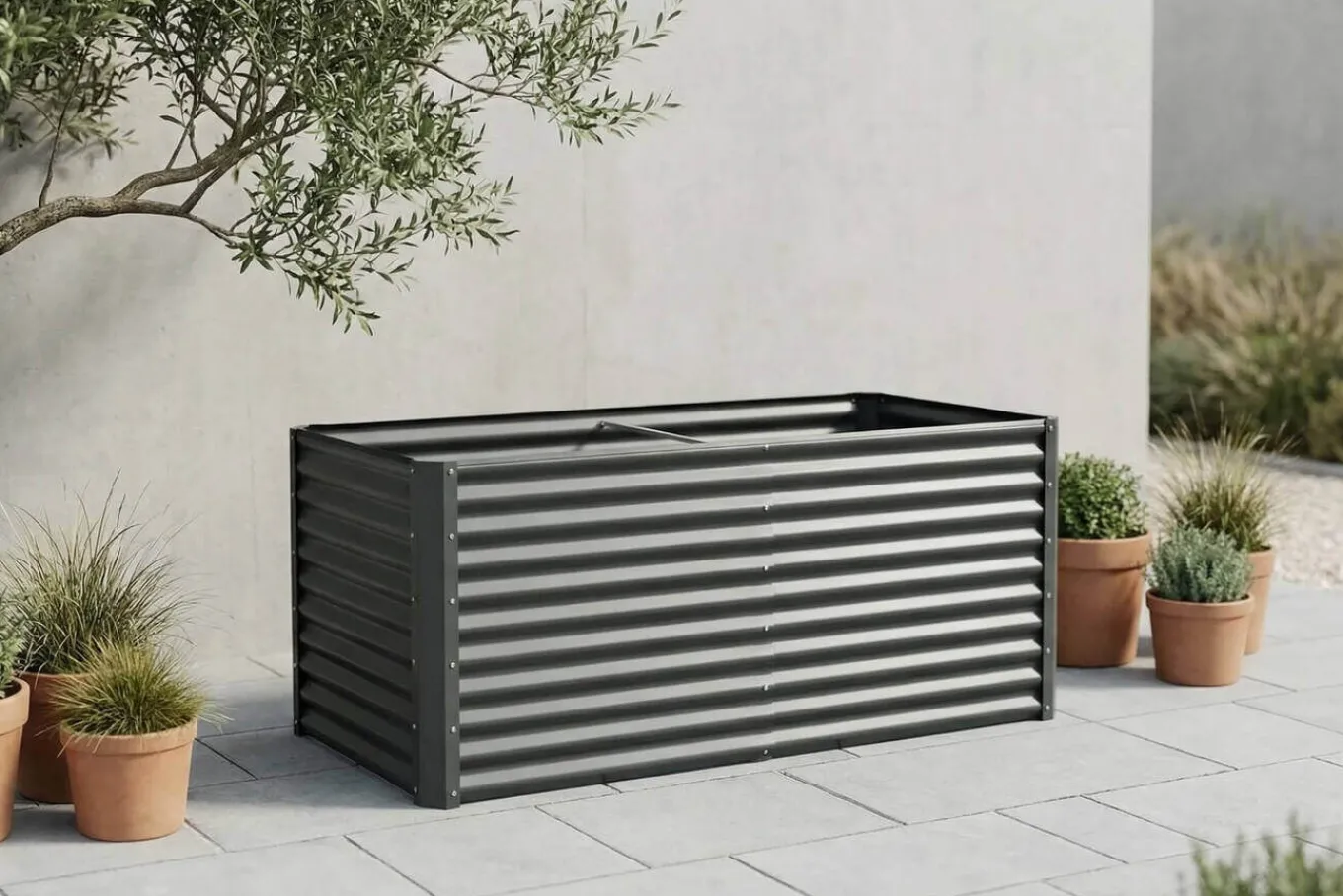 Sale Hochbeet, anthrazit, Aluminium-Zink-Stahl, pulverbeschichtet, 180 x 90 x 84 cm Hochbeet
