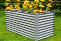 Best Hochbeet, silber, Aluminium-Zink-Stahl, pulverbeschichtet, 180 x 90 x 84 cm Hochbeet