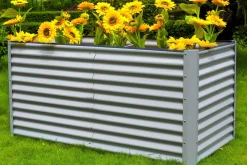 Best Hochbeet, silber, Aluminium-Zink-Stahl, pulverbeschichtet, 180 x 90 x 84 cm Hochbeet