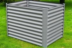 Online Hochbeet, silber, Aluminium-Zink-Stahl, pulverbeschichtet, 120x90x84 cm Hochbeet