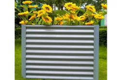 Online Hochbeet, silber, Aluminium-Zink-Stahl, pulverbeschichtet, 120x90x84 cm Hochbeet