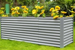 Clearance Hochbeetverlängerung, silber, Aluminium-Zink-Stahl, pulverbeschichtet, 80x90x84 cm Hochbeet|Gartenmöbel-Zubehör & Ersatzteile