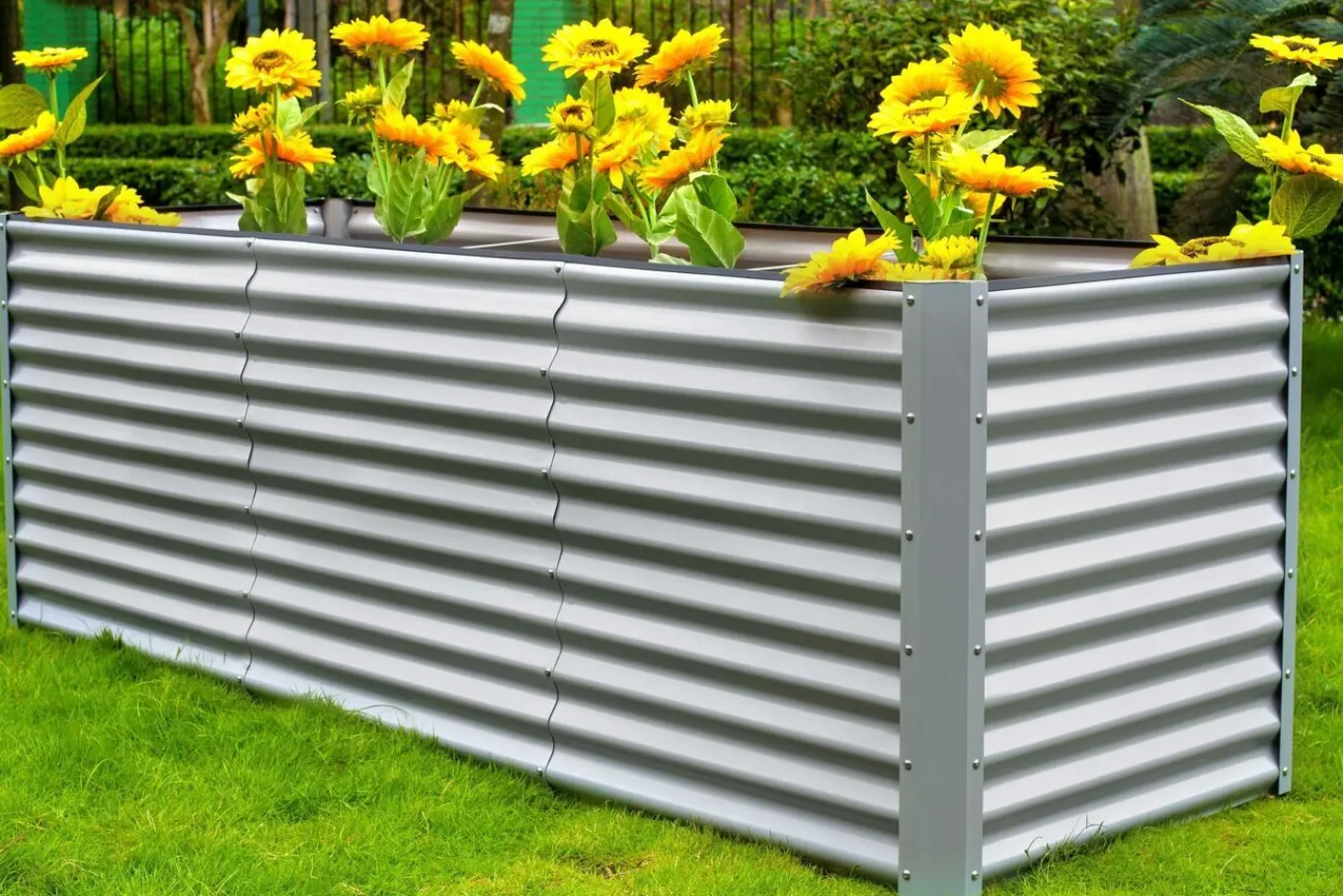 Clearance Hochbeetverlängerung, silber, Aluminium-Zink-Stahl, pulverbeschichtet, 80x90x84 cm Hochbeet|Gartenmöbel-Zubehör & Ersatzteile