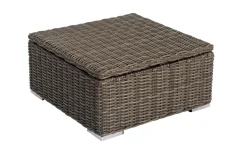 Sale Hocker, grau, Polyrattan, 70 x 70 x 35 cm, verstellbare Sitzfläche, wasserfeste Kissenbox Polyrattan-Gartenmöbel|Gartenlounge