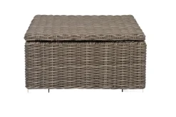 Sale Hocker, grau, Polyrattan, 70 x 70 x 35 cm, verstellbare Sitzfläche, wasserfeste Kissenbox Polyrattan-Gartenmöbel|Gartenlounge