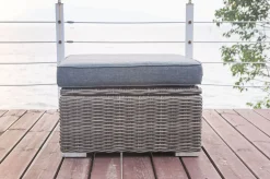 Sale Hocker, grau, Polyrattan, 70 x 70 x 35 cm, verstellbare Sitzfläche, wasserfeste Kissenbox Polyrattan-Gartenmöbel|Gartenlounge