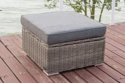 Sale Hocker, grau, Polyrattan, 70 x 70 x 35 cm, verstellbare Sitzfläche, wasserfeste Kissenbox Polyrattan-Gartenmöbel|Gartenlounge