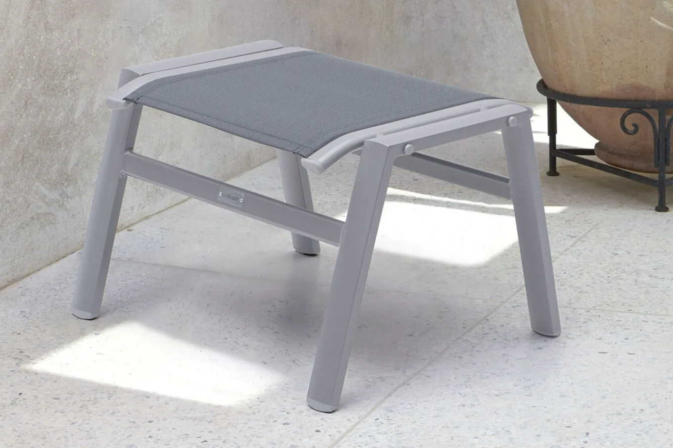 New Hocker, silber/grau, Alu/Textilene, 49x55x37cm Gartenstühle & Gartensessel