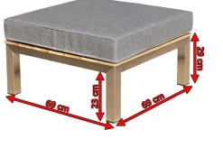 Clearance Hocker, silber/grau, Edelstahl/Teakholz/Textil, 69 x 69 x 29 cm, FSC®-zertifiziertes Produkt Edelstahl-Gartenmöbel|Gartenstühle & Gartensessel