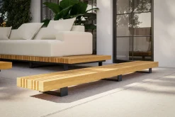 New Icon Beistelltisch, schwarz/natur, Alu/zertifiziertes Teakholz, 204 x 30 x 14 cm, witterungsbeständig, zertifiziert, FSC®-zertifiziertes Produkt Gartentische|Gartenliegen