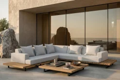 Discount Icon Gartenlounge, hellgrau, Alu/Olefin, Tisch 120 x 120 cm, inkl. 5 Dekokissen, FSC®-zertifiziertes Produkt Gartenlounge|Aluminium-Gartenmöbel
