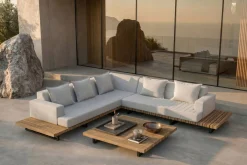 Discount Icon Gartenlounge, hellgrau, Alu/Olefin, Tisch 120 x 120 cm, inkl. 5 Dekokissen, FSC®-zertifiziertes Produkt Gartenlounge|Aluminium-Gartenmöbel