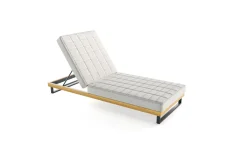 Outlet Icon Liege, hellgrau, Alu/Teak/Olefin, verstellbare Rückenlehne, atmungsaktiv, witterungsbeständig, FSC®-zertifiziertes Produkt Gartenliegen