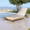 Discount Icon Set Gartenliege, Hellgrau, Aluminium/Teak/Olefin, 213 x 59 x 34 cm, Beistelltisch inklusive, verstellbare Rückenlehne, FSC®-zertifiziertes Produkt Gartenliegen|Aluminium-Gartenmöbel