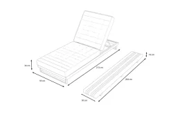 Discount Icon Set Gartenliege, Hellgrau, Aluminium/Teak/Olefin, 213 x 59 x 34 cm, Beistelltisch inklusive, verstellbare Rückenlehne, FSC®-zertifiziertes Produkt Gartenliegen|Aluminium-Gartenmöbel