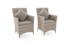 Discount Ignacio Garten-Essgruppe mit 6 Sesseln, beige, Alu/Polyrattan, 200 x 100 cm, Tisch mit Feuerstelle Polyrattan-Gartenmöbel|Garten-Essgruppen