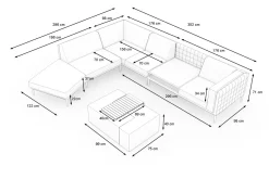 Hot Jewel Gartenlounge für 5-6 Personen, anthrazit/hellgrau, Alu/Polyester, inkl. Beistelltisch Gartenlounge|Aluminium-Gartenmöbel