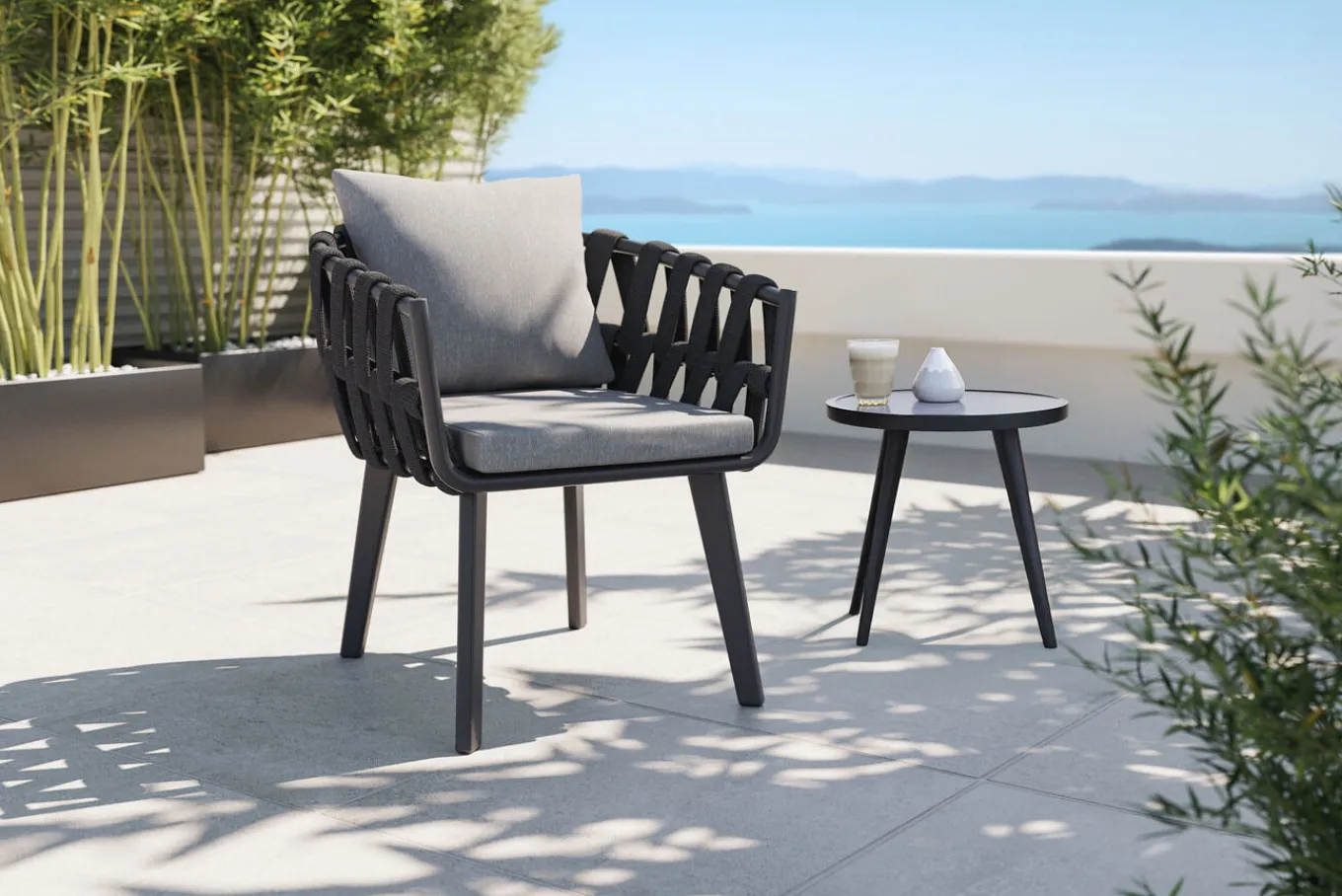 Joliet Sessel, anthrazit, Alu/Polyester, langlebiges Material, pflegeleicht, witterungsbeständig, inkl. Polster Aluminium-Gartenmöbel|Gartenstühle & Gartensessel