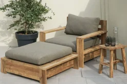Clearance Kassel Loungehocker, recyceltes Teakholz, inkl. Polster aus Olefin, rustikal gebürstet Gartenstühle & Gartensessel