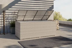 Hot Kissenbox, beige, Polyrattan/Aluminium, 203 x 92 x 75 cm, witterungsbeständig, pflegeleicht, wasserabweisend Polyrattan-Gartenmöbel|Auflagenbox