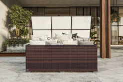 Clearance Kissenbox, braun marmoriert, Polyrattan, 204x94x75cm Polyrattan-Gartenmöbel|Auflagenbox