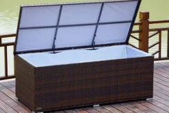 Clearance Kissenbox, braun marmoriert, Polyrattan, 204x94x75cm Polyrattan-Gartenmöbel|Auflagenbox