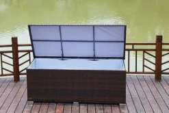Clearance Kissenbox, braun marmoriert, Polyrattan, 204x94x75cm Polyrattan-Gartenmöbel|Auflagenbox
