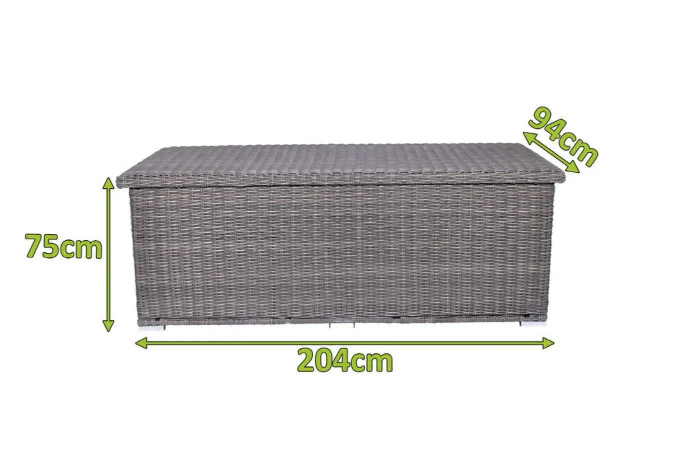 New Kissenbox L, grau, Polyrattan, 204x94x75cm Polyrattan-Gartenmöbel|Auflagenbox
